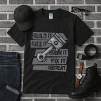 Build Race Break Fix It Repeat Auto Mechanic Tall T-Shirt