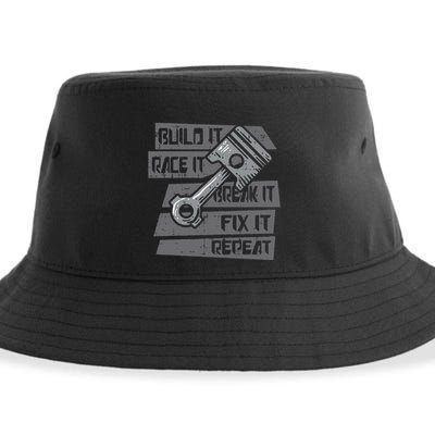 Build Race Break Fix It Repeat Auto Mechanic Sustainable Bucket Hat