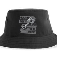 Build Race Break Fix It Repeat Auto Mechanic Sustainable Bucket Hat