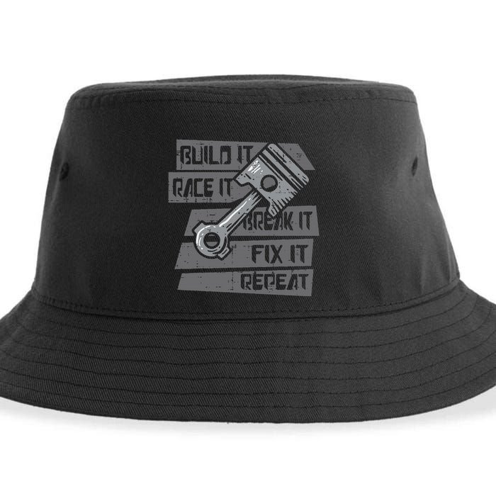 Build Race Break Fix It Repeat Auto Mechanic Sustainable Bucket Hat