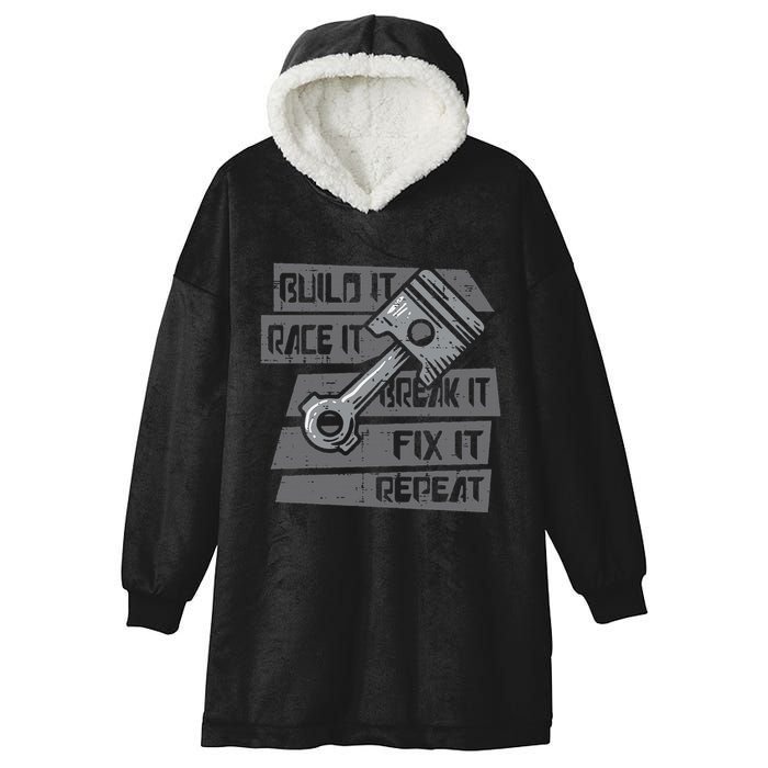 Build Race Break Fix It Repeat Auto Mechanic Hooded Wearable Blanket