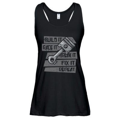 Build Race Break Fix It Repeat Auto Mechanic Ladies Essential Flowy Tank