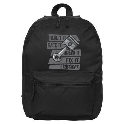 Build Race Break Fix It Repeat Auto Mechanic 16 in Basic Backpack