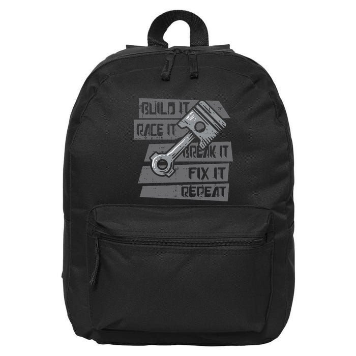 Build Race Break Fix It Repeat Auto Mechanic 16 in Basic Backpack
