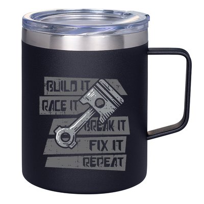 Build Race Break Fix It Repeat Auto Mechanic 12oz Stainless Steel Coffee Mug