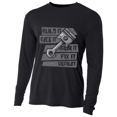 Build Race Break Fix It Repeat Auto Mechanic Cooling Performance Long Sleeve Crew