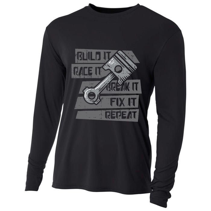 Build Race Break Fix It Repeat Auto Mechanic Cooling Performance Long Sleeve Crew