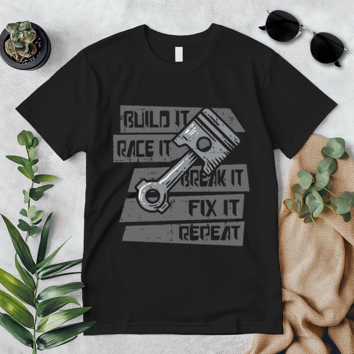 Build Race Break Fix It Repeat Auto Mechanic Premium T-Shirt
