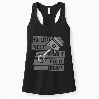 Build Race Break Fix It Repeat Auto Mechanic Womens Tank Top