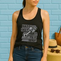Build Race Break Fix It Repeat Auto Mechanic Womens Tank Top