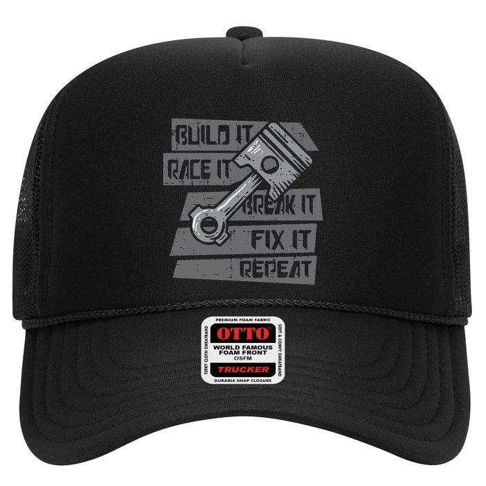 Build Race Break Fix It Repeat Auto Mechanic Trucker Hat