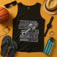Build Race Break Fix It Repeat Auto Mechanic Tank Top