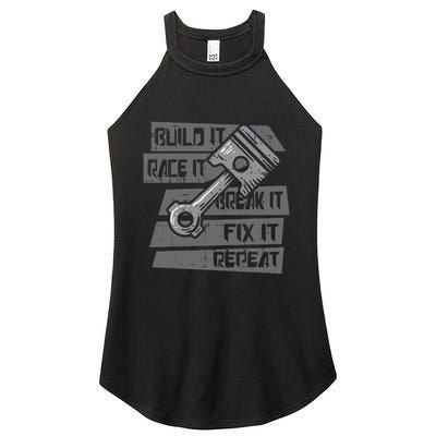Build Race Break Fix It Repeat Auto Mechanic Women's Perfect Tri Rocker Tank