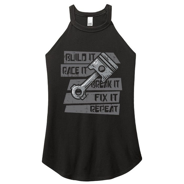 Build Race Break Fix It Repeat Auto Mechanic Women's Perfect Tri Rocker Tank