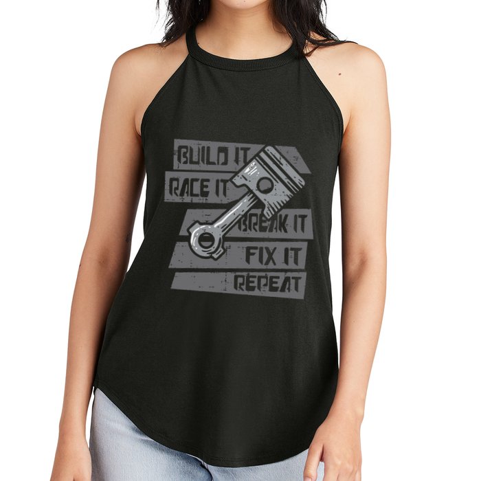 Build Race Break Fix It Repeat Auto Mechanic Women's Perfect Tri Rocker Tank