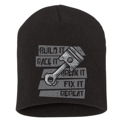 Build Race Break Fix It Repeat Auto Mechanic Short Acrylic Beanie