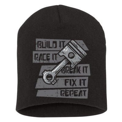 Build Race Break Fix It Repeat Auto Mechanic Short Acrylic Beanie