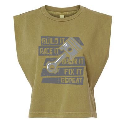 Build Race Break Fix It Repeat Auto Mechanic Garment-Dyed Women's Muscle Tee