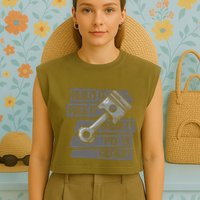 Build Race Break Fix It Repeat Auto Mechanic Garment-Dyed Women's Muscle Tee