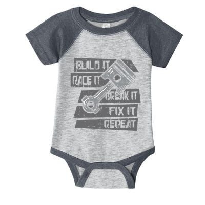 Build Race Break Fix It Repeat Auto Mechanic Infant Baby Jersey Bodysuit