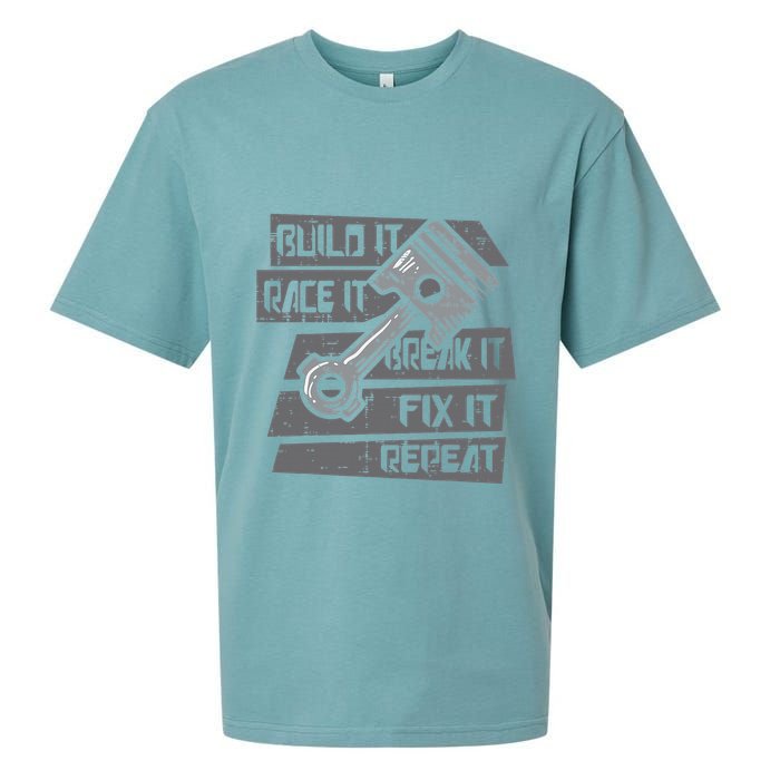 Build Race Break Fix It Repeat Auto Mechanic Sueded Cloud Jersey T-Shirt