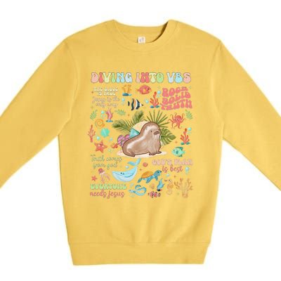 Breaker Rock Beach GodS Rock Solid Vbs 2024 Gift Premium Crewneck Sweatshirt