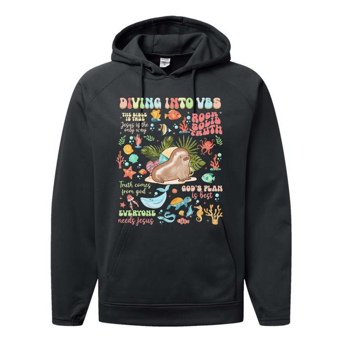 Breaker Rock Beach GodS Rock Solid Vbs 2024 Gift Performance Fleece Hoodie