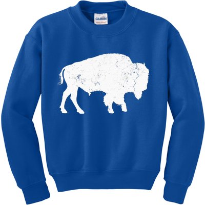 Buffalo Retro Bison Animal Lover Kids Sweatshirt