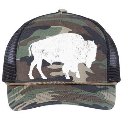 Buffalo Retro Bison Animal Lover Retro Rope Trucker Hat Cap