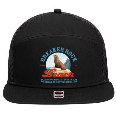 Breaker Rock Beach GodS Rocksolid Truth Vbs 2024 Gift 7 Panel Mesh Trucker Snapback Hat