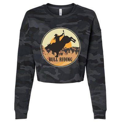 Bull Riding Bullriding Cowboy Western Rodeo Cropped Pullover Crew