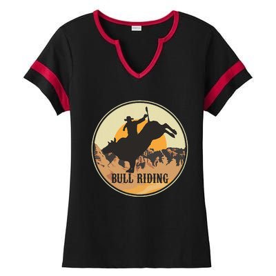 Bull Riding Bullriding Cowboy Western Rodeo Ladies Halftime Notch Neck Tee