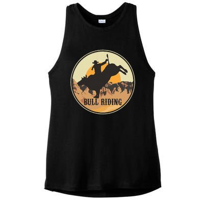 Bull Riding Bullriding Cowboy Western Rodeo Ladies PosiCharge Tri-Blend Wicking Tank