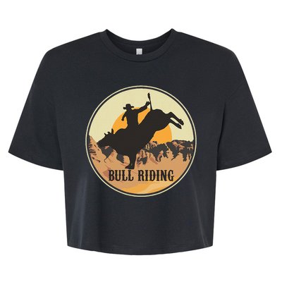 Bull Riding Bullriding Cowboy Western Rodeo Bella+Canvas Jersey Crop Tee