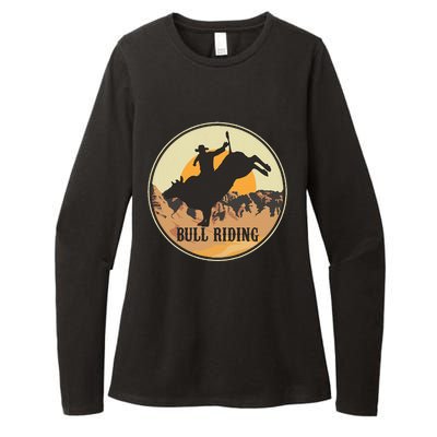 Bull Riding Bullriding Cowboy Western Rodeo Womens CVC Long Sleeve Shirt