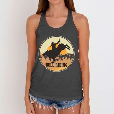 Bull Riding Bullriding Cowboy Western Rodeo Women's Knotted Racerback Tank