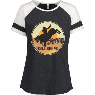 Bull Riding Bullriding Cowboy Western Rodeo Enza Ladies Jersey Colorblock Tee