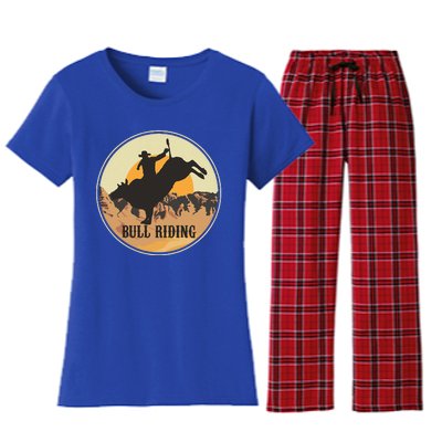 Bull Riding Bullriding Cowboy Western Rodeo Women's Flannel Pajama Set