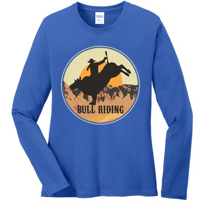 Bull Riding Bullriding Cowboy Western Rodeo Ladies Long Sleeve Shirt