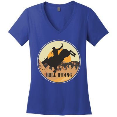 Bull Riding Bullriding Cowboy Western Rodeo Women's V-Neck T-Shirt