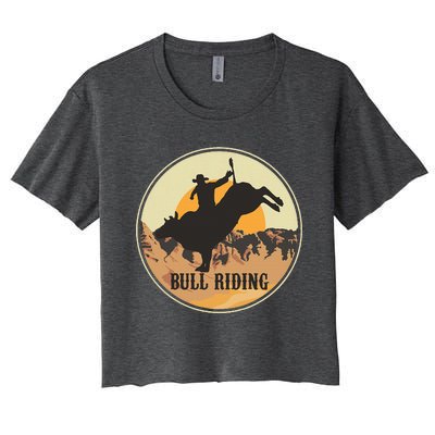 Bull Riding Bullriding Cowboy Western Rodeo Women's Crop Top Tee