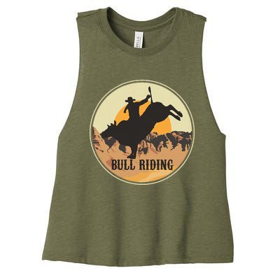 Bull Riding Bullriding Cowboy Western Rodeo Women's Racerback Cropped Tank