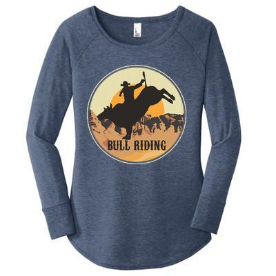 Bull Riding Bullriding Cowboy Western Rodeo Women's Perfect Tri Tunic Long Sleeve Shirt