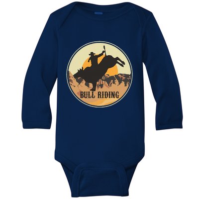 Bull Riding Bullriding Cowboy Western Rodeo Baby Long Sleeve Bodysuit