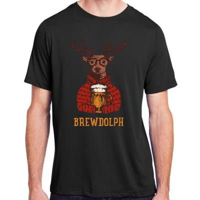 Brewdolph Reindeer Beer Lovers Funny Christmas Adult ChromaSoft Performance T-Shirt