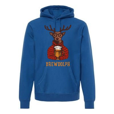 Brewdolph Reindeer Beer Lovers Funny Christmas Premium Hoodie