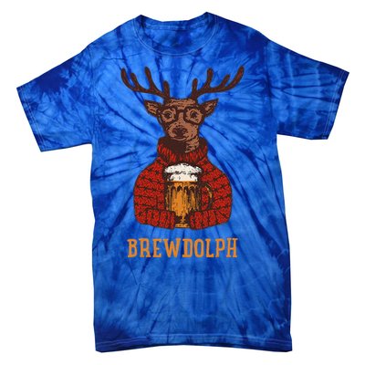 Brewdolph Reindeer Beer Lovers Funny Christmas Tie-Dye T-Shirt