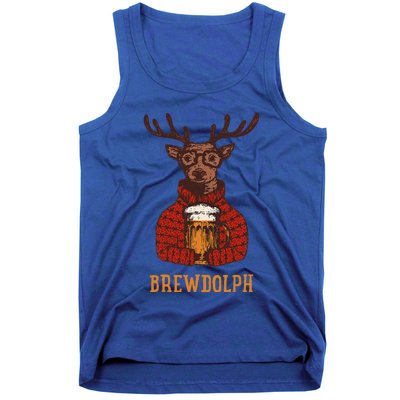 Brewdolph Reindeer Beer Lovers Funny Christmas Tank Top