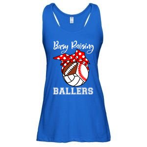 Busy Raising Ballers Funny Baseball Football Volleyball Mom Gift Ladies Essential Flowy Tank