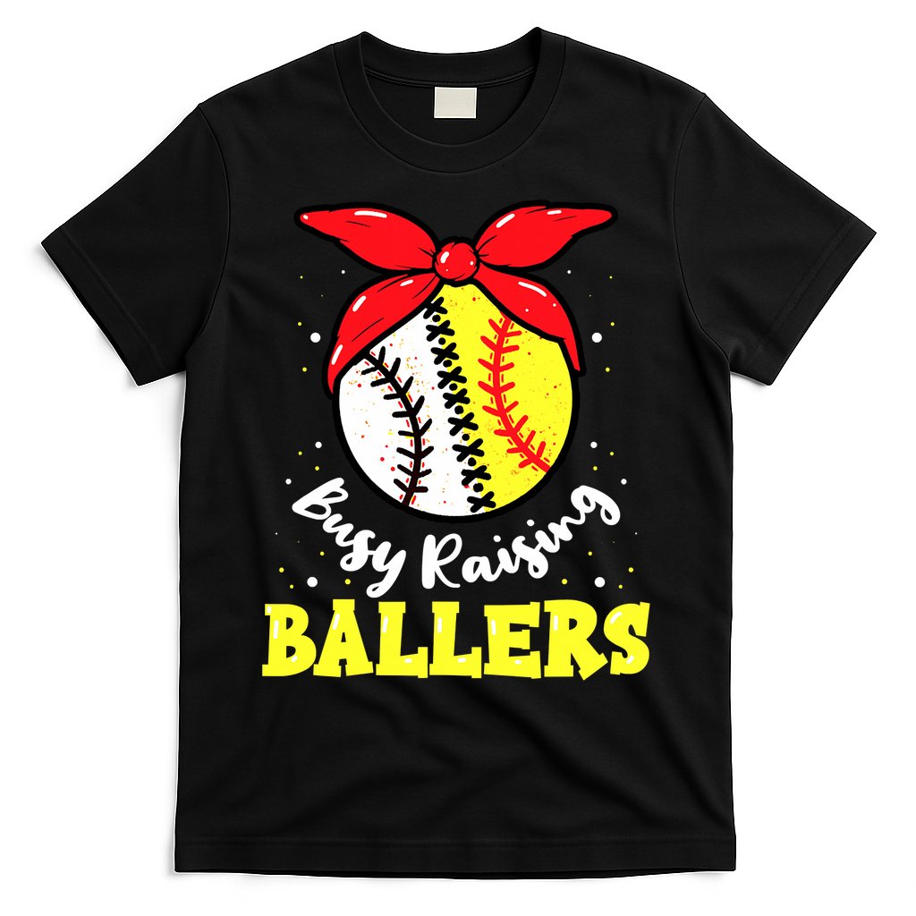 Busy Raising Ballers Softball Baseball Mom Women T-Shirt